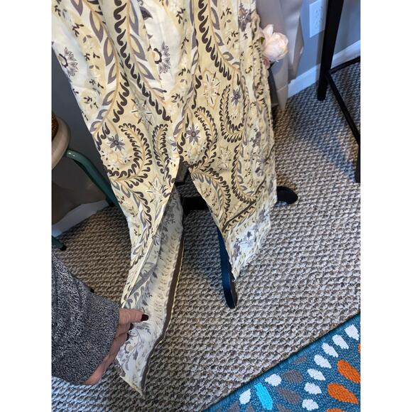 Harlow & Rose L  Boho Style Midi Dress Cream Paisley Floral Print Belt Dress - Picture 12 of 12